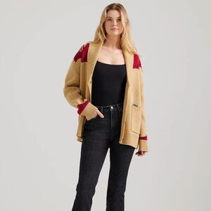 NWT WOMEN'S WRANGLER LONG LIVE SHAWL COLLAR CARDIGAN SWEATER SIZE LARGE